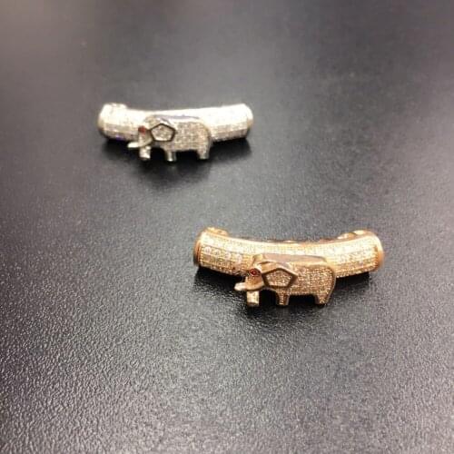 5pcs New girl Micro inlay zircon 7*26mm white zircon The elephant bend bend For Man Woman