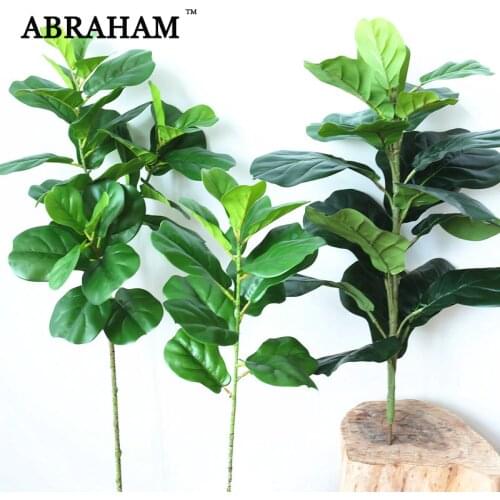 122cm Large Artificial Ficus Tree Branch Fake Green Plants Palm Leafs Tropical Shrub Faux Rubber Tree for Home Autumn Decoration