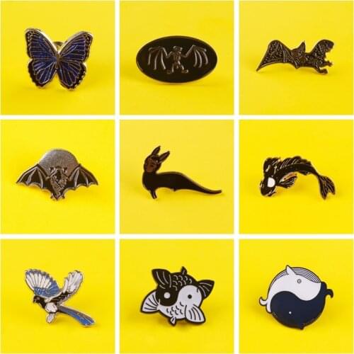 Punk Black Dark Bat Animal Pins Leather Jackets Denim Jeans Backpack Bag Accessories Badges Brooches Enamel Pins Jewelry Gift