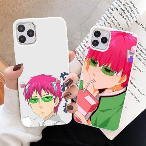 The Disastrous Life of Saiki K Saiki Kusuo Phone Case Candy Color for iPhone 6 7 8 11 12 s mini pro X XS XR MAX Plus