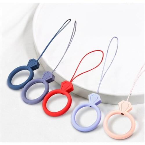 Colorful Silicone Finger Rings Mobile Phone Pendant Straps Keycord Chain Anti-lost Lanyards Phone Jewelry Accessories