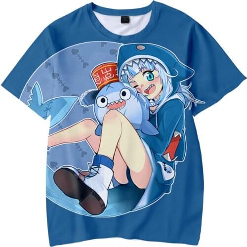 Cartoon Gawr Gura Little Shark 3D Kids Tshirt Japanese Stylish T-shirt Fashion Anime Streetwear Summer Tops Casual Polyester Tee