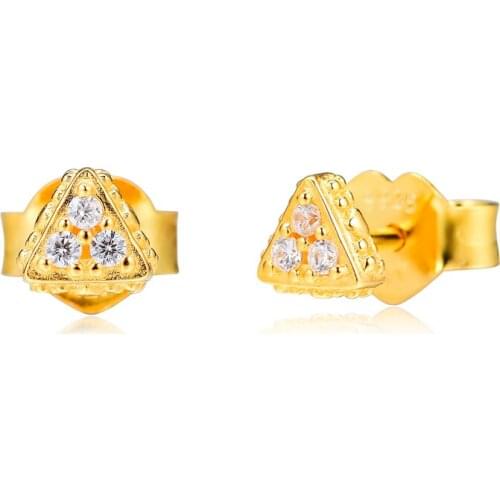 GPY Earrings for Women Sparkling Triangles Stud Earring Pendientes Kolczyki Earings Aretes Brincos 925 sterling silver Jewelry