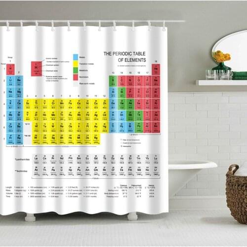 Chemistry Bathroom Shower Curtain Elements Periodic Printed Bath Curtain Home Decor