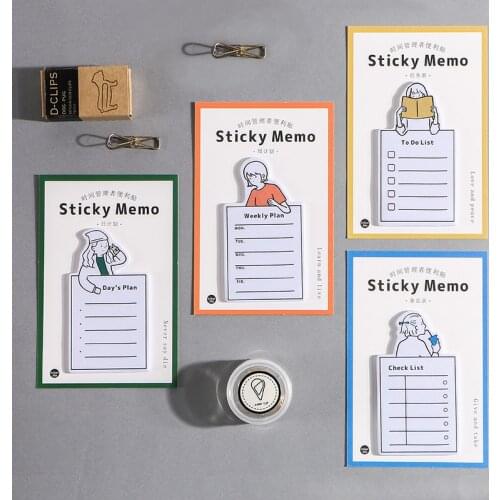 Journamm 30pcs Cute Time Planners Memo Pad Scrapbooking Decoration School Office Supplies Kawaii Stationery Planner Sticky Notes