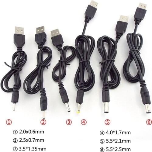 USB A Male to DC 2.0 0.6 2.5 3.5 1.35 4.0 1.7 5.5 2.1 5.5 2.5mm Power supply Plug Jack type A extension cable connector cords