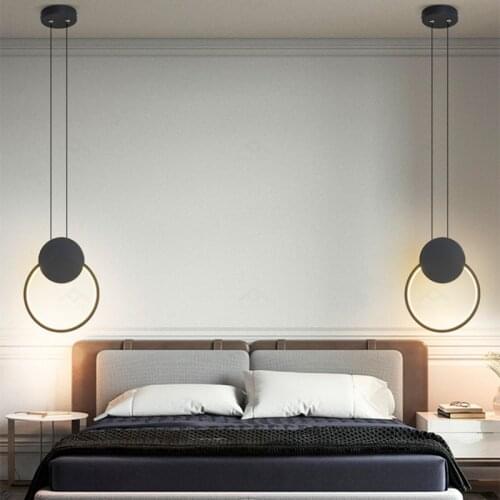 Nordic Round Ring Led Pendant Lights Bedside Bedroom Kitchen Fixture Hanging Lamps Home Decoration Accessories Interior Lighting