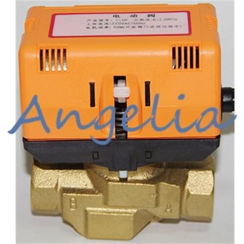 AC220V 1" BSP DN25 Brass 2 Way Motorized Valve Electrical Actuator Valve For HVAC water system 3 Lines 1 Control