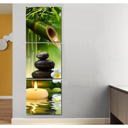 GOODECOR 3 Panel Wall Art Painting Spa Stone Bamboo Zen Painting Home Decoration Canvas Prints Pictures for Living Room