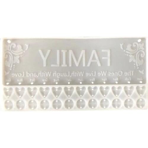 2021 New Crystal Epoxy Resin Mold Love Heart Pendant Wall Calendar Listed Silicone Mould 2020 trend