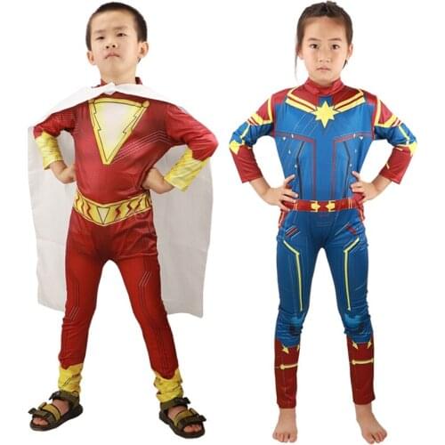 New Shazam Costumes Kids Superhero Cloak Children Party Carnaval Dress Halloween Costumes for Kids Billy Batson Costume for Boy