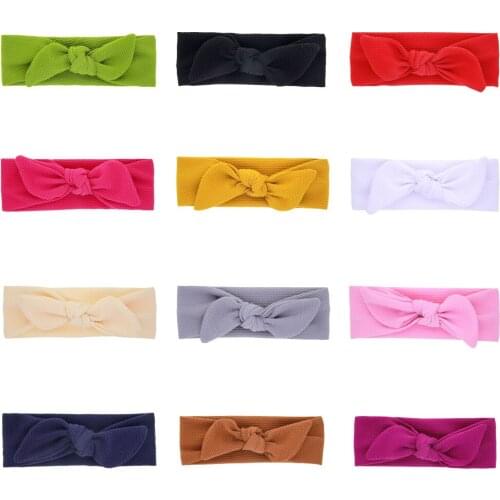 Baby Girl Headbands Solid Color Toddler Turban Headband Hair Band Bow Accessories Headwear For 0-3 Years Old Baby