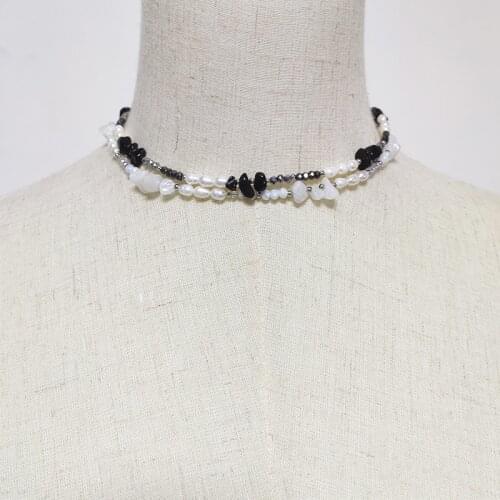 Handmade beaded necklace freshwater pearl natural stone mix and match design jewelry 2020 new party trend clothes accessories