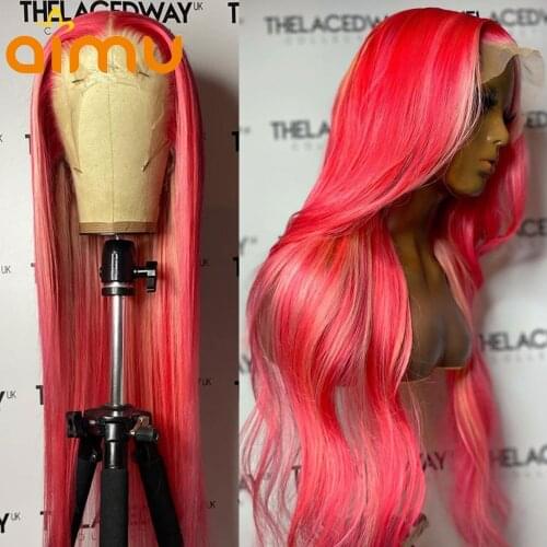 HD Transparent Pink 613 Blonde 13x5 Lace Frontal Wigs Colored Straight Highlight Pre Plucked Human Hair Lace Wigs Bleached Knots