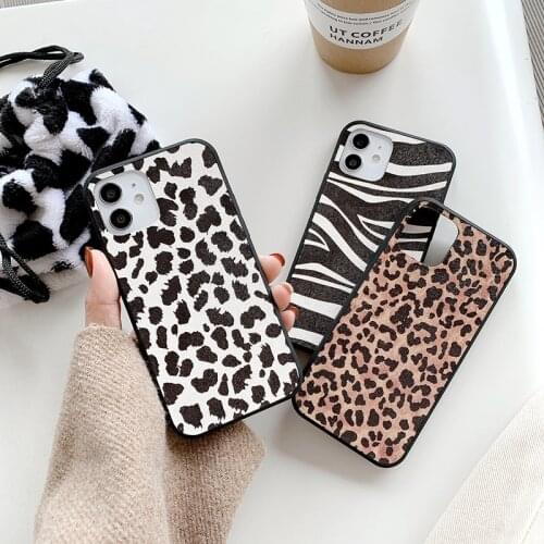 Hot luxury fashion Leopard zebra Cows leather Soft Phone Case For apple Phone 12 MiNi 11 Pro 7 8 Plus X XS XR MAX protect cover