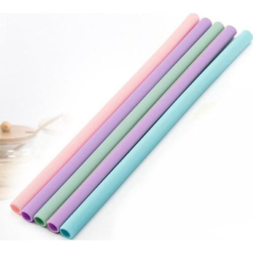 Portable Juice Beverage Reusable Travel Straight Silicone Drinking Straw Pipe