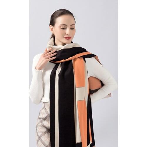 Luxury double-sided scarf women winter warm cashmere shawl scarf printed soft thin blanket holiday gift