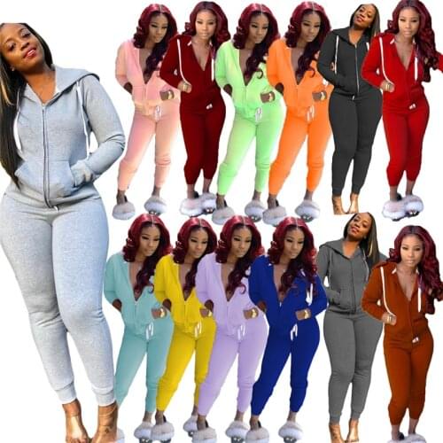 Hooded Tracksuit Women Two Piece Set Spring Autumn Clothes Zipper Hoodies Jacket Top and Pants Sport Sweat Suits Casual Outfits