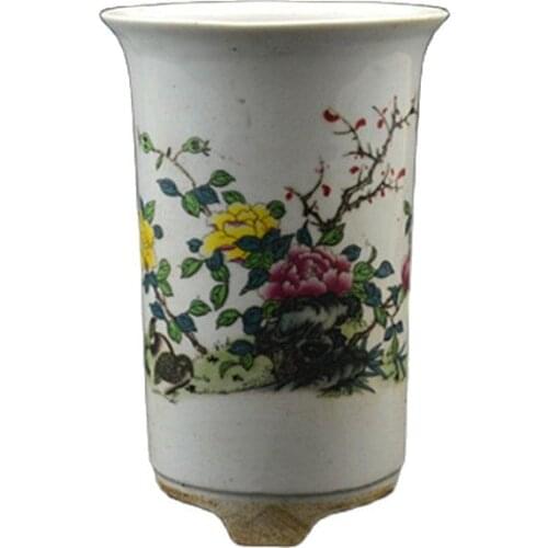 Ancient Flower-bird Acorus Meat Green Porcelain Flower Pot