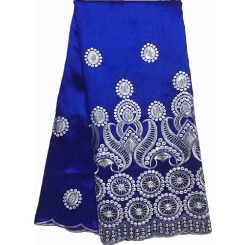 Royal Blue George Lace Fabric With Sequins High Quality African George Fabric George Wrapper for Dress 5 yards/lot