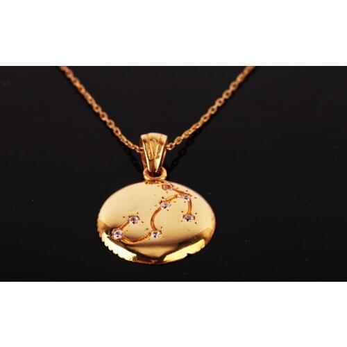 UM US JEWELRY Scorpion Sign Gold Plated 925 Sterling Silver Necklace