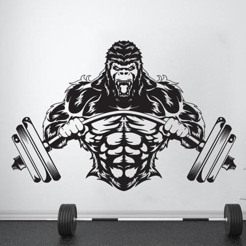 Gym Wall Decal Custom Fitness Decor Workout Art Vinyl Sticker Gorilla Gym Quote Stickers Motivation Crossfit Logo Decal E118