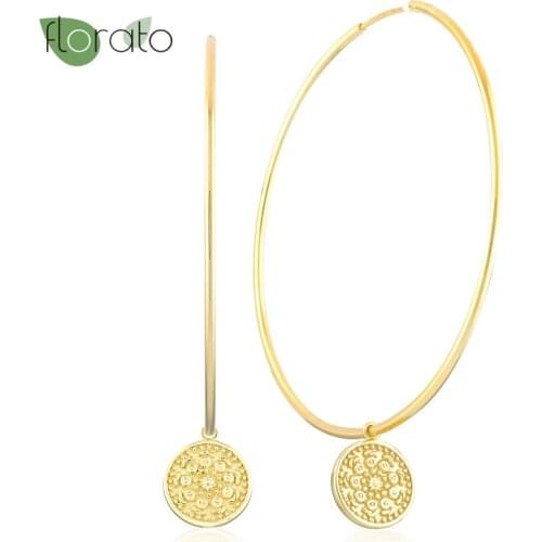 925 Sterling Silver Trendy Large Hoop Earrings Big Smooth Circle Earring Brincos Celebrity Loop Earrings for Women Party Jewelry