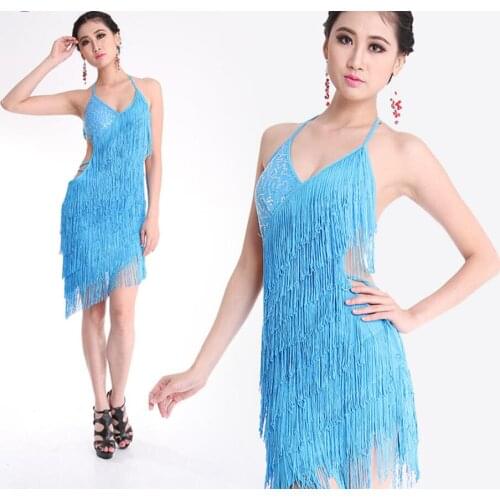 Female Tassels Latin dance dress Women modern dance Dress Ladys Professional Latin Skirt Samba Dance Latin Salsa Dresses 16