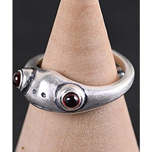 2021 Valentines Day present Frog Ring Neutral Creative Animal Red Garnet Cute Frog Open Adjustable Ring Finger Jewelry Unisex