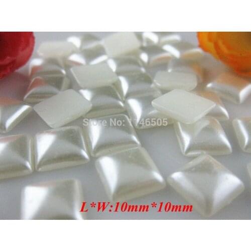 400PCS/lot Half Square Pearl Bead Flat Back For Scrapbooking Embellishments Garment scrapbooking accessories