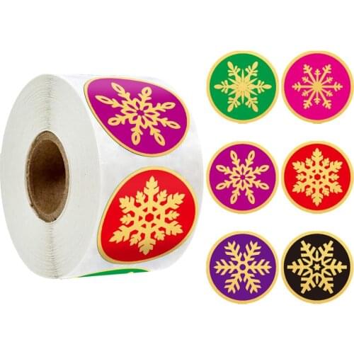50-500pcs snowflake Santa Merry Christmas Stickers Paper Sealing Label Stickers for Bakery Packaging Decoration Gifts Stationery