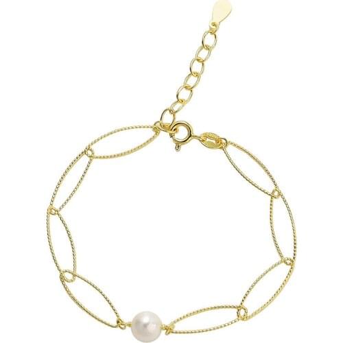 8mm 100% Natural Freshwater Pearl Bracelet for Daily Wear Real Fashion 925 Silver Bracelet with Pearl Romantic Gift for Woman