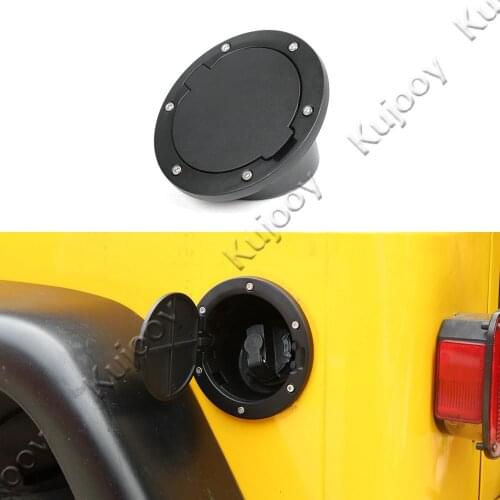 ABS + Metal Black Car Gas Tank Cap Cover Fuel Filler Door for Jeep Wrangler TJ 1997-2006