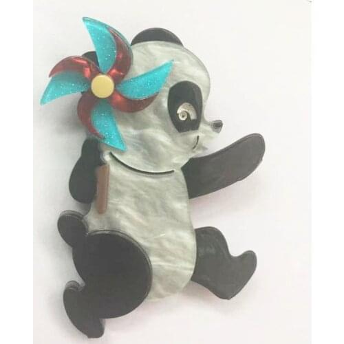 Acrylic Panda Windmill Brooches Women Vintage Animal Brooch Pin Jewelry Banquet Brooch