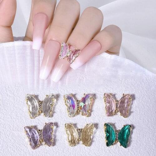 Shiny AB Crystal Butterfly Nail Art Decoration 3D Holographic Butterflies Rhinestones DIY UV Gel Manicure Accessories 1pcs