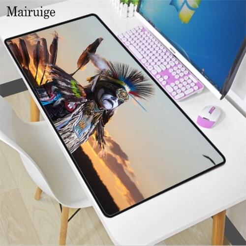 Large gaming mouse pad with stitched edges, desk pad keyboard pad, non-slip base for office and home use, character landscape