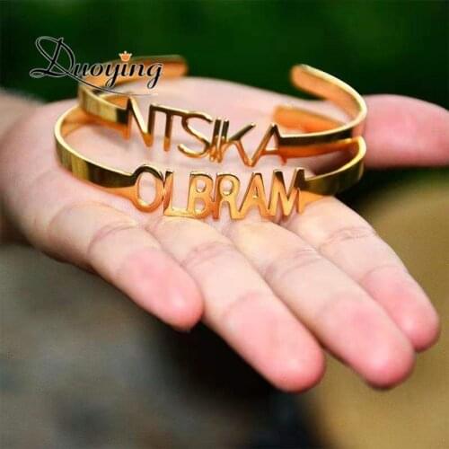 DUOYING Nameplate Hollow Bar Bangle Latitude Longitude Personalized Open Custom Bracelets Jewelry Best Friend Gift