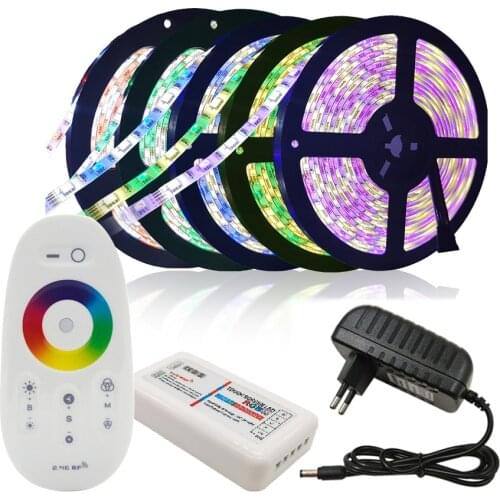 5050 LED Light Strip RGB / RGBW / RGBWW 5M 300LEDs RGB Color Changeable Flexible LEDRemote Controller 12V 3A Power Adapter