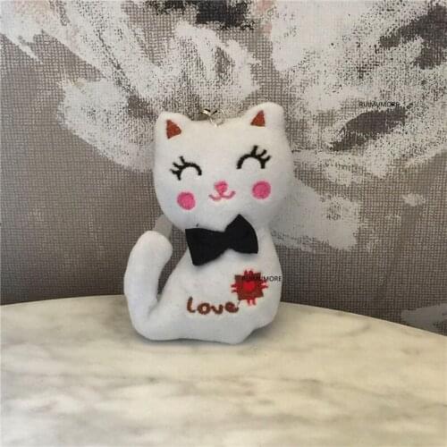 NEW 7CM CAT Plush Stuffed TOY ; Keychain Plush Cat DOLL Pendant TOY Decor Bouquet TOY