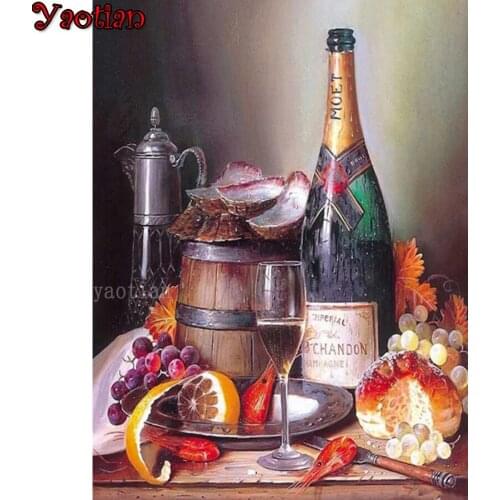 Full Round Square Drill 5D Diamond Painting Red wine kitchen Picture Diy Cross Stitch Kits DIY Diamond Embroidery Set Decor Art