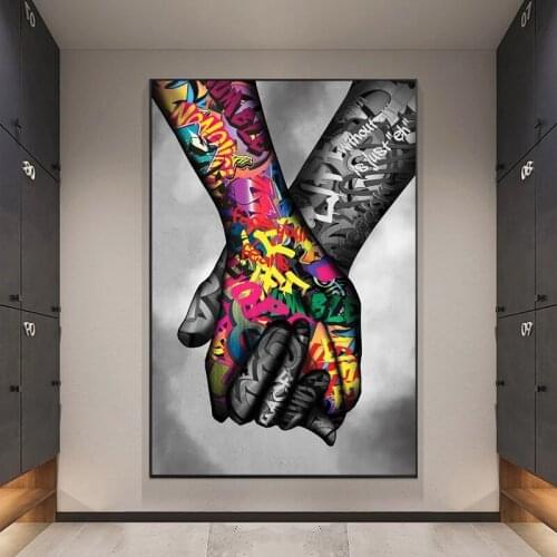 Lover Hands Street Graffiti Canvas Painting Gesture Art Posters and Prints Cuadros Wall Art Pictures for Living Room Home Decor