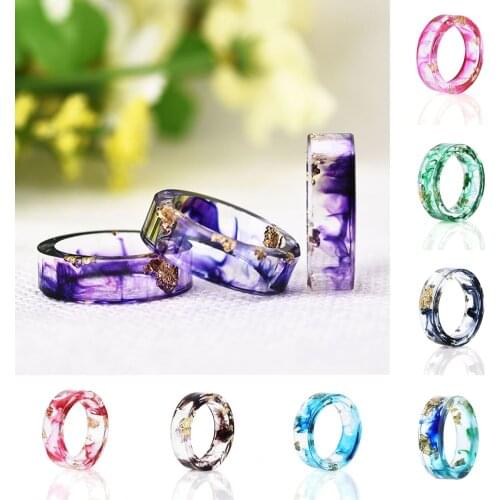 Hot Sale 8 Colors Gold Foil Paper Inside Resin Ring For Women And Men Jewelry Colorful High Quality Handmade Ring
