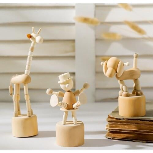 Creative cartoon wooden animal ornaments Childrens room decoration shop ornaments home decoration desk decoration 2021 new type