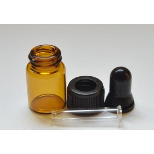 Mini Cute Amber Glass Dropper Bottle with Pure Glass Dropper Essential Oil Fashion 2ml Mini Vials 100pcs Free Shipping