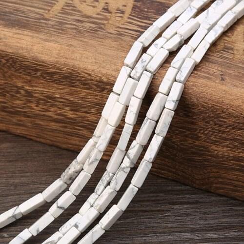 KANGKANG 2019 fashion 4x4x13 mm Cuboid White Natural Stone Bead For Jewelry Making DIY charm Bracelet Necklace 15