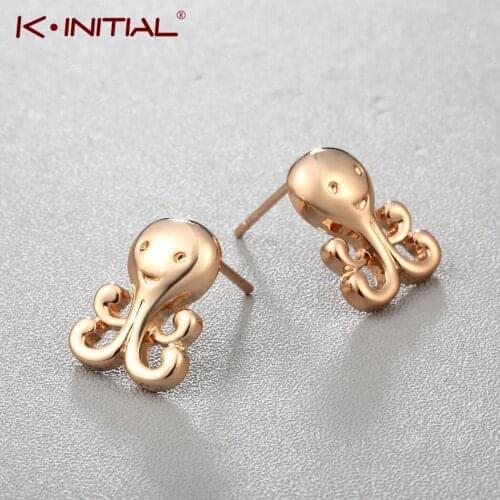 Kinitial Fashion Animal Ocean Earrings Women Girl Simple Octopus Small Ear Stud Earring Punk Hip-hop Geometric Earrings Jewelry