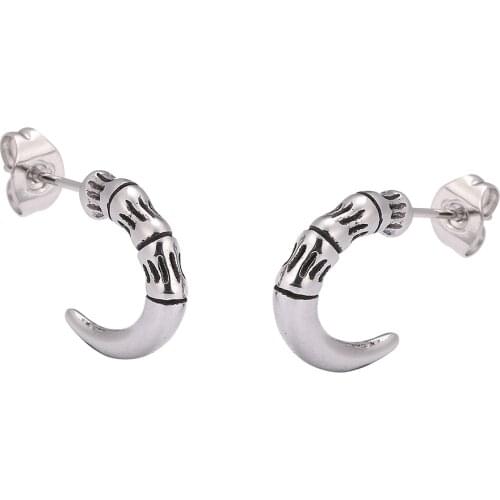 Punk Hawk Claw Horns Stainless Steel Stud Earrings Earrings for Men Women Jewelry BB0686