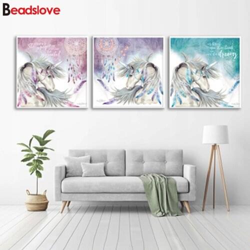 3 Pcs Cartoon Cute Pink Unicorn Diamond Painting Full round square Embroidery diamond Mosaic Children Girl For New Year Gift