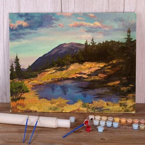 Landscape Little Lake Coloring By Numbers Painting Complete Kit Oil Paints 50*70 Canvas Painting Home Decor Crafts For Art