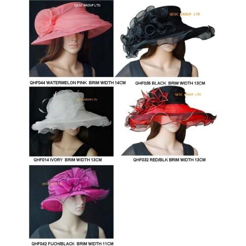 NEW Organza Hat with organza tirm,pearls and rhinestone for Kentucy Derby,church.5pcs/lot.fuchsia,RED,black,yellow silver grey